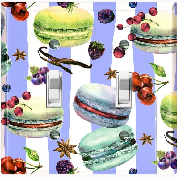 Metal Light Switch Plate Cover Macaron Fruits and Spices French Desserts CAK023
