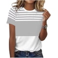 thumbnail image 3 of Ihhxva Plus Size Women's Tops Moisture-Wicking Striped Crewneck Tee Fit Nautical Print T-Shirt Casual Summer Cotton Loose Style S-2XL, 3 of 7