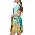 thumbnail image 2 of Xecao Robe Midi d'Été à Manches Courtes pour Femmes Africaines avec Poches Robe Décontractée Fluide T-Shirt Robe de Plage, 2 of 6
