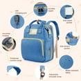 thumbnail image 3 of GPED Diaper Bag Backpack, Multifunctional Baby Changing Bag with Foldable Crib & Insulated Milk Bottle Pocket, Large Capacity Travel Backpack with USB Charging Port & Stroller Strap for Mom Dad(Blue), 3 of 7