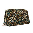 thumbnail image 2 of Naloa Teal Leopard Leather Makeup Bag for Purse Travel, Portable Small Cosmetic Organizer for Women and Girls, Make up Bag with Zipper, 2 of 8