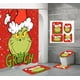 thumbnail image 5 of Cortina de ducha con diseño de El Grinch, resistente al agua y al moho, impresa digitalmente en 3D HD, 5 of 6