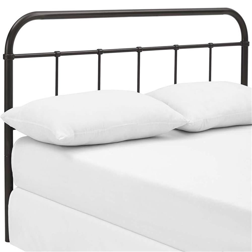 Pemberly Row Modern Steel Metal Spindle Queen Headboard in Brown