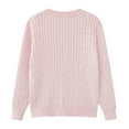 thumbnail image 7 of Mercatoo Kids Girl's Basic Solid Long Sleeve Cable Knit Sweater Cardigan Cotton Crewneck Button Down Sweater Jacket Outerwear, 7 of 7