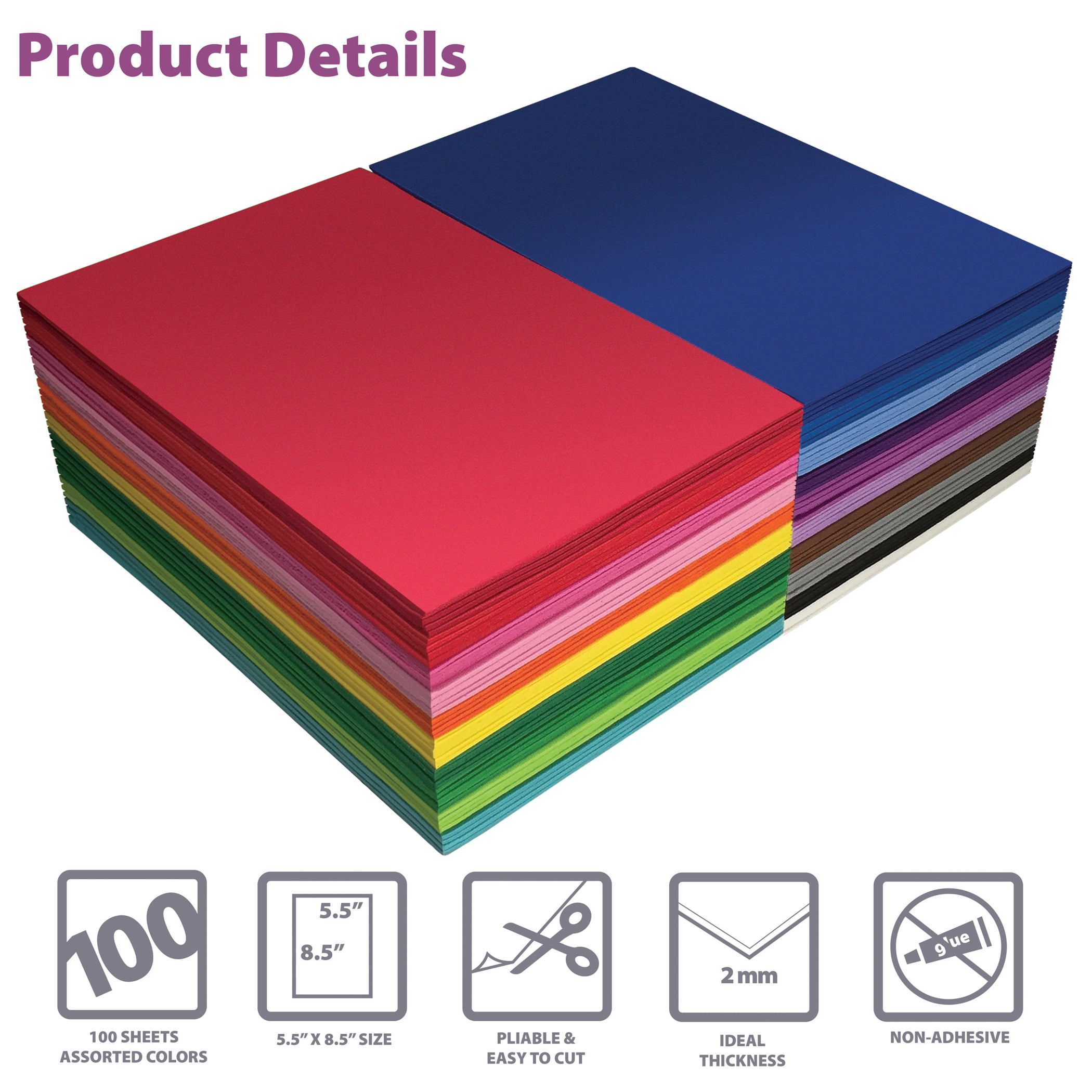 Assorted Foam Craft Sheets - 84pcs - 8.5x5.5 inch - Color Bulk Foam Paper  Set