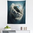 thumbnail image 1 of Earth Tapestry, Planet Surrounded by Majestic Clouds Dramatic Aerial View Earth Environment, Fabric Wall Hanging Decor for Bedroom Living Room Dorm, 5 Sizes, Petrol Blue White, by Ambesonne, 1 of 1