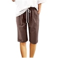 thumbnail image 2 of Kureaily Women Casual Shorts Drawstring Comfy Elastic Waist Shorts Mid Rise Slim Fit Cuffed Hem Short With Pockets, 2 of 5