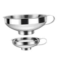 thumbnail image 4 of Embudo de cocina de 2 piezas de acero inoxidable de boca ancha con asa, de metal apto para uso alimentario, para transferir líquidos y polvos fácilmen, 4 of 9