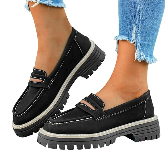 Womens Loafers Shoes Platform Chunky Casual Business Oxfords Lug Sole Slip on Dress Shoes Driving Walking Work Shoes