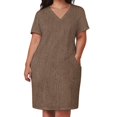thumbnail image 3 of Vestido de fiesta elegante de lujo para mujer, de arpillera, de fibra de yute, con bolsillos sueltos, vestido largo, 3 of 7