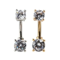 Claire's Women's Stainless Steel Cubic Zirconia 14G Belly Rings, Barbell Post, 2 Pack, 29417