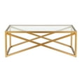 thumbnail image 3 of Pemberly Row Brass and Gold Rectangular Coffee Table with Glass Top, 3 of 8