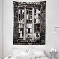 thumbnail image 1 of Industrial Decor Tapestry, Broken Window with Missing Glass Panes Derelict Blight Factory Brick Wall, Wall Hanging for Bedroom Living Room Dorm Decor, 60W X 80L Inches, Black White, by Ambesonne, 1 of 2