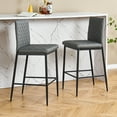 thumbnail image 6 of 26 Inch PU Leather Counter Height Dining Chairs, Diamond-Shaped Dining Chair with Black Metal Legs, Simple Bar Stool Upholstered Dining Chairs, Accent Desk Chair Dining Room(Gray,Set of 8), 6 of 8