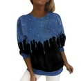 thumbnail image 2 of Dyfzdhu Sparkly Sequin Sweatshirts for Women Plus Size Pullover Trendy Casual Long Sleeve Printed Loose Crewneck Sweatshirts Blue, 2 of 3