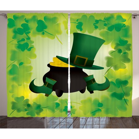 St Patrick S Day Curtains 2 Panels Set Leprechaun Hat And Shoes