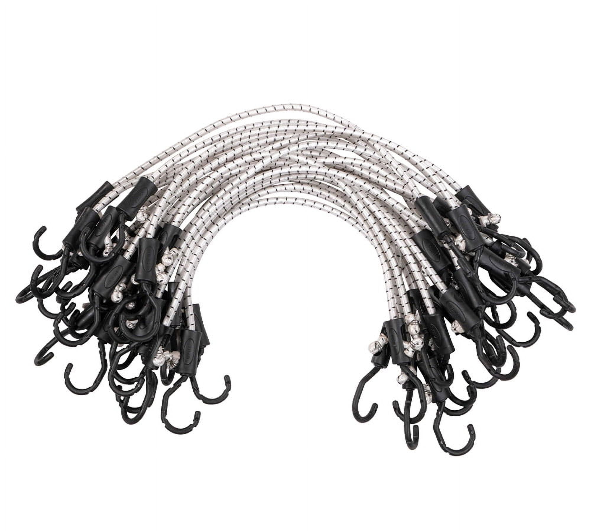 (250 Pcs) 24” Heavy Duty Adjustable Bungee Cords with hook - Polypropylene (PP) Bungee Cords for Outdoor Camping, Household - Extendable upto 36 inches