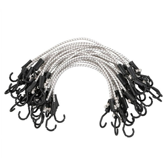 (25 Pcs) 24” Heavy Duty Adjustable Bungee Cords with hook - Polypropylene (PP) Bungee Cords for Outdoor Camping, Household - Extendable upto 36 inches