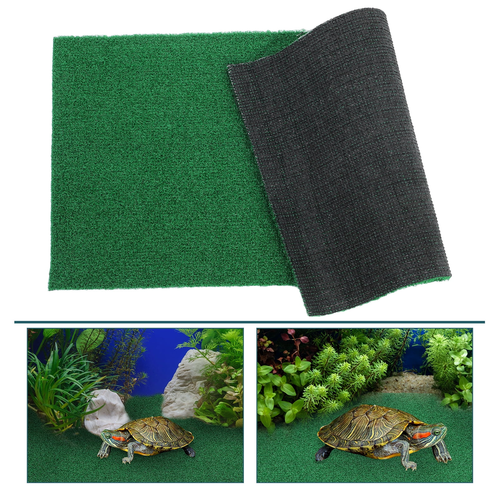 Fovewise Realistic Fake Grass Mat Fish Tank Reptile Ramp Turf Artificial Grass Mat for Turtle Basking Aquatic Terrariums Outdoor Indoor Use