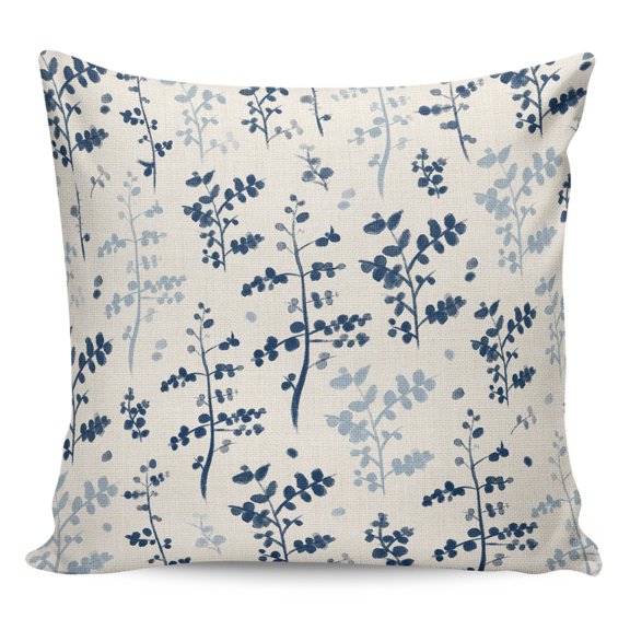 Waterproof Outdoor Throw Pillows with Inserts 16"x16", Blue Botanical Soft Decorative Pillowcases for Couch Bedroom, Rustic Country Spring Floral Summer Leaf Pillow Covers for Sofa Living Room