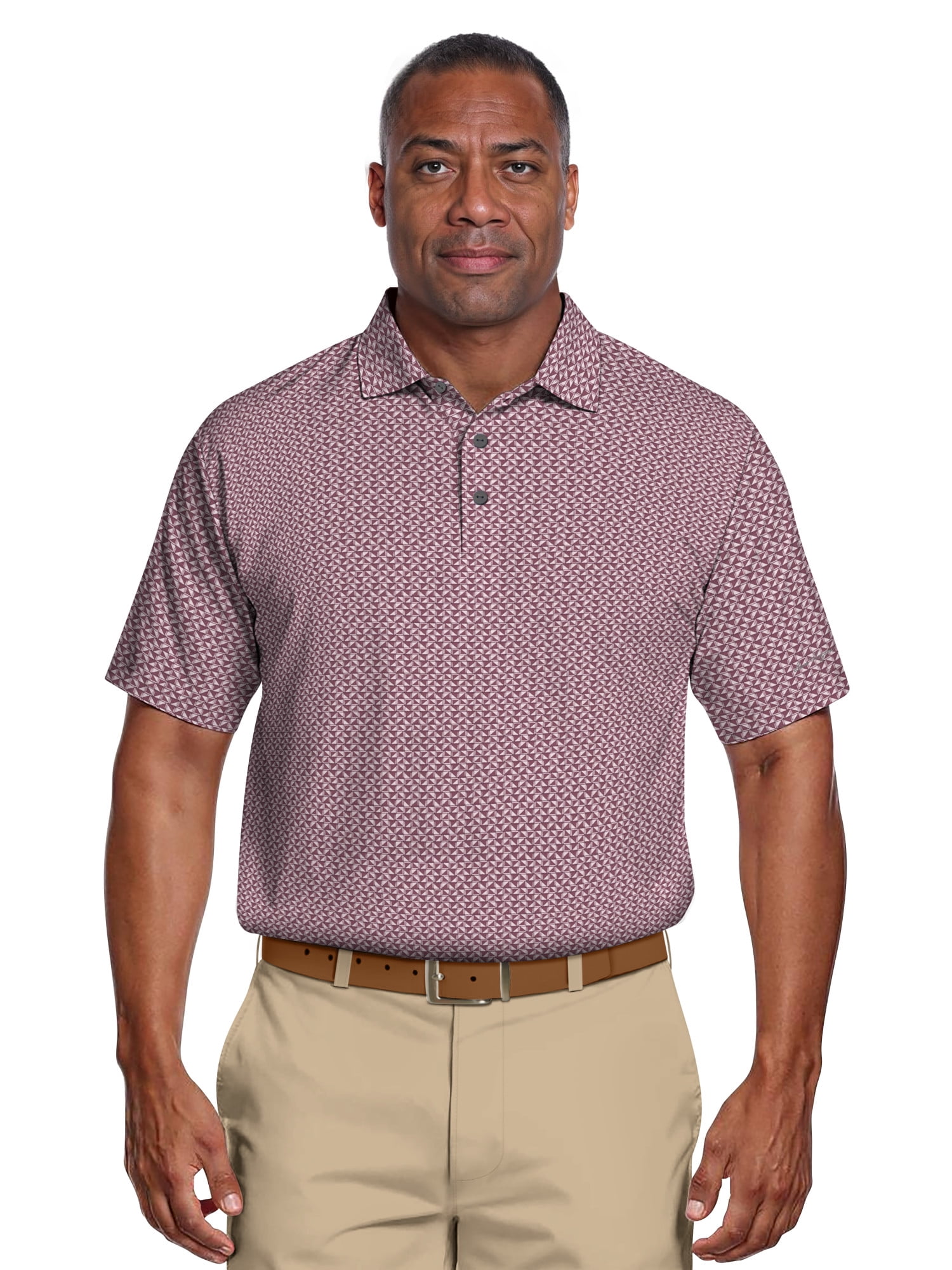 Ben Hogan Men's & Big Men's Performance Mini Geometric Print Short Sleeve Golf Polo Shirt, Sizes S-5XL