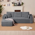 thumbnail image 5 of 102" L-Shaped Modular Sectional Sofa with Chaise and 4 Throw Pillows, 3 Seater Comfy Corduroy Fluffy Couch,Boneless Couch with Deep Seat and 2 Cup Holders for Living Room,Apartment,Office,No Assembly, 5 of 13