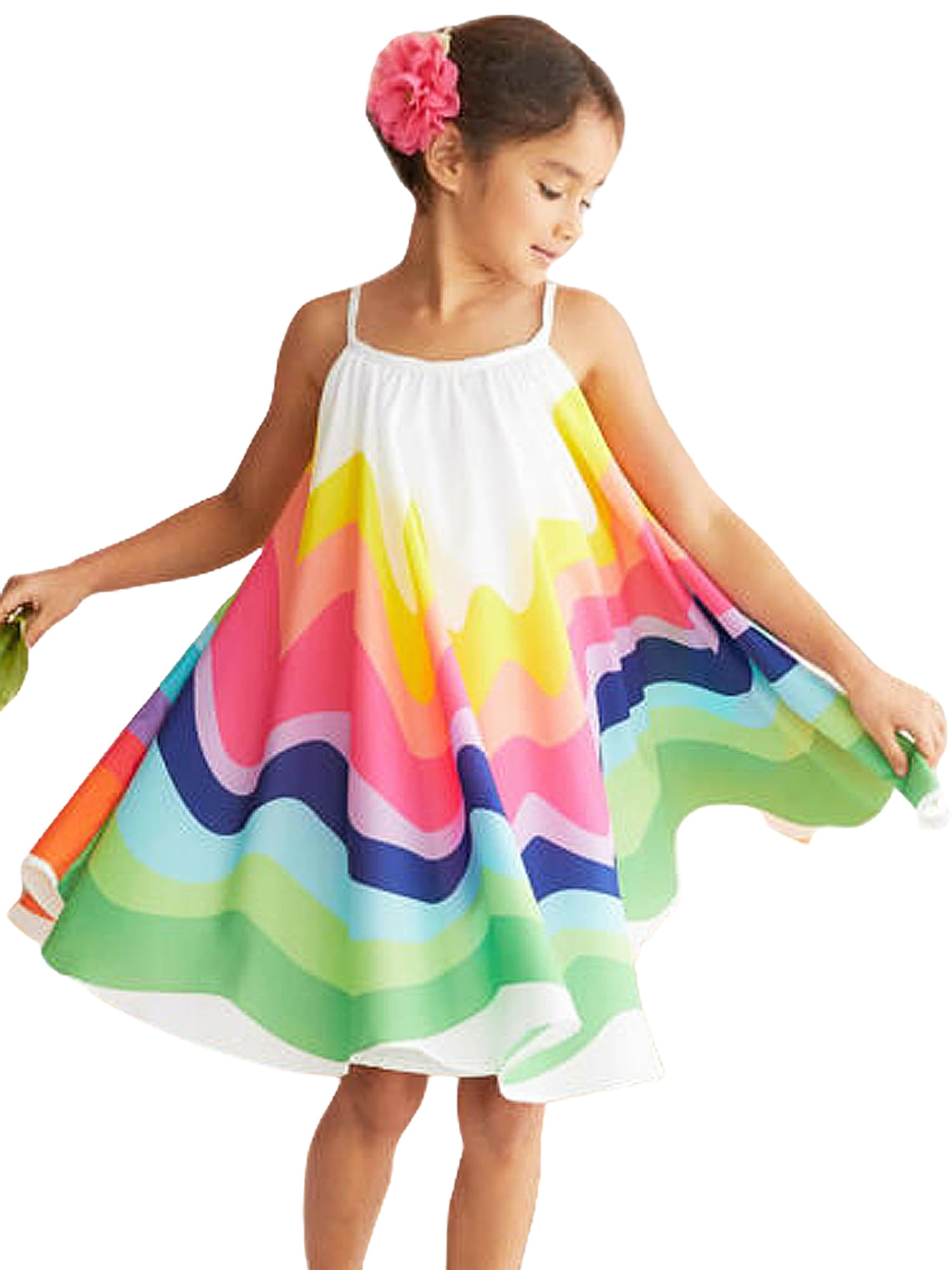 Summer Toddler Girls Kids Rainrow Princess Dress Party Wedding Birthday Sundress 