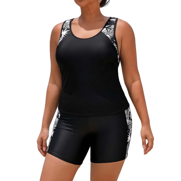 Two Piece Tankini Swimsuits for Women Loose Fit Swimsuit Sporty Swimsuits Swimsuit Tank Top Tankini Tops for Women Tankini Swimsuit for Women Plus Size Tankinis Black 2XL