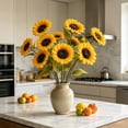 thumbnail image 6 of Artificial Sunflower Bouquet Faux Silk Sun Flower Stems Home Living Room Office Floor Vase Decor Wedding Farmhouse Table Centerpiece Floral Arrangement Natural Style Decoration, 6 of 6
