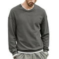 thumbnail image 5 of Fake Two Piece O-neck Long Sleeves Men T-shirt Autumn Bottoming Top Pullover Tees, 5 of 8