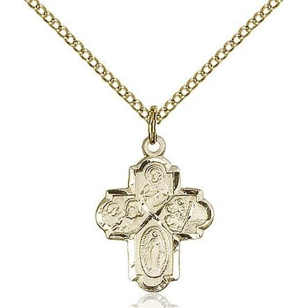 18' Gold Filled Chain - Four Way Cruciform Medal Pendant in 14 KT Gold Filled with 18