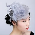 thumbnail image 3 of Fgnfyis Wedding Fascinator Fashion Hat with Mesh and Ribbons for Party Christmas Hats for Women Silver, 3 of 4