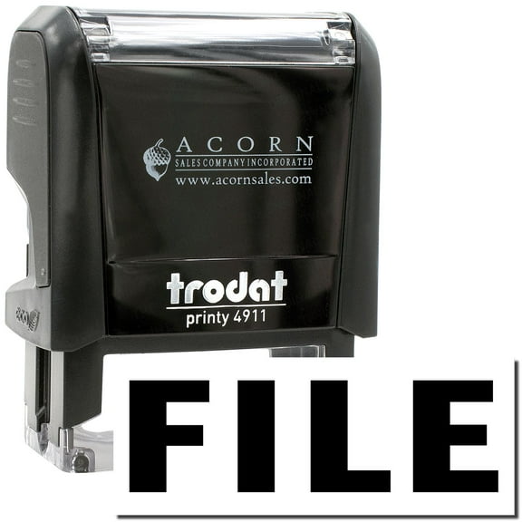 Self-Inking File Stamp, Trodat Printy 4911, Press and Print Stamping, Impression Size 5/8" x 1-1/2", Up to 10,000 Impressions - Black Ink