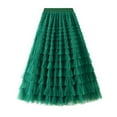 thumbnail image 4 of Women's Ruffle Mesh Vintage Calf Length Skirt - High Waist A Line Pleated Tutu Skirt (M-L Sizes), 4 of 6