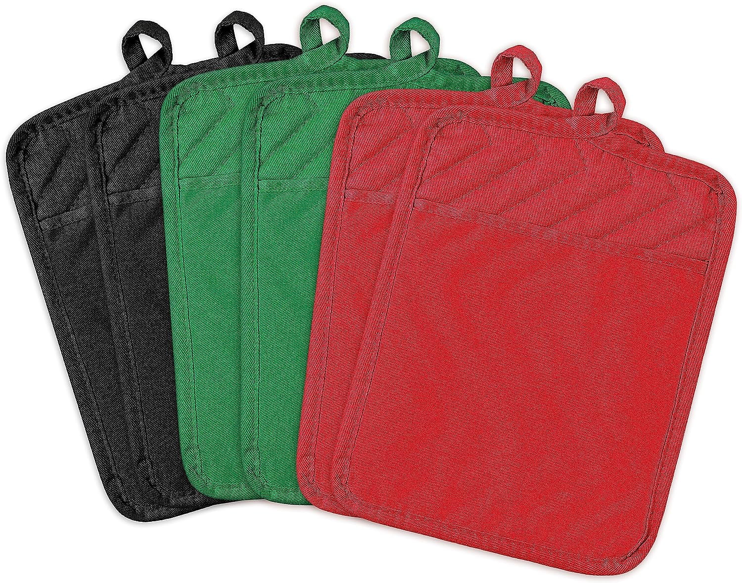 6Pcs Pot Holder with Pocket for Kitchen Cotton Pot Holder Set Machine