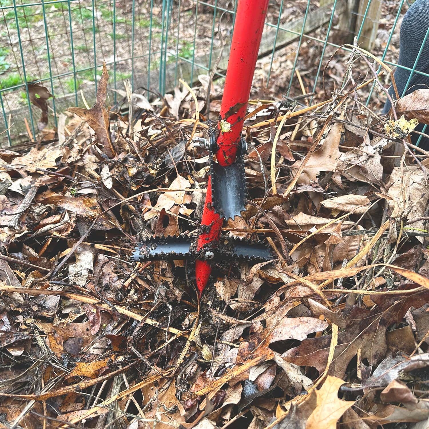 WJSP Compost Aerator Silver 36in Non Rust Steel Folding Wings for Compost Heap Aeration Garden Tool
