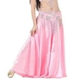 thumbnail image 2 of Whitewed Satin Circle Panel Holiday Belly Dance Practice Exercise Clothing Skirt Pink, 2 of 2