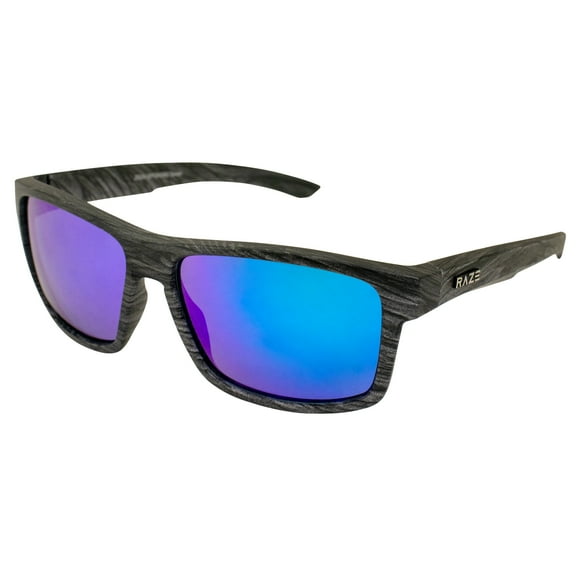 Raze Eyewear Offshore Sports & Boating Polarized Sunglasses for Women or Men Woodgrain Platinum Blue w/Smoke Lenses