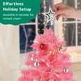 thumbnail image 4 of PREXTEX 23-Inch Mini Pink Flocked Christmas Tree with LED Lights, Ornaments, and Gifts - Small Tabletop Christmas Tree with Snowy Branches, Warm White Lights, Indoor or Outdoor Holiday Decor, 4 of 7