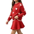 thumbnail image 2 of Lovzfmll Girl's Knit Set, Long Sleeve Top & A-Line Skirt, Casual Wear for Little Girls, 5-6 Years, 2 of 6