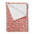 thumbnail image 2 of Strawberry Soft Flannel Fleece Throw Blanket, Continuing Pattern of Fruit Doodles Organic Foods, Cozy Plush for Indoor and Outdoor Use, 60" x 80", Dark Coral Olive Green, by Ambesonne, 2 of 5