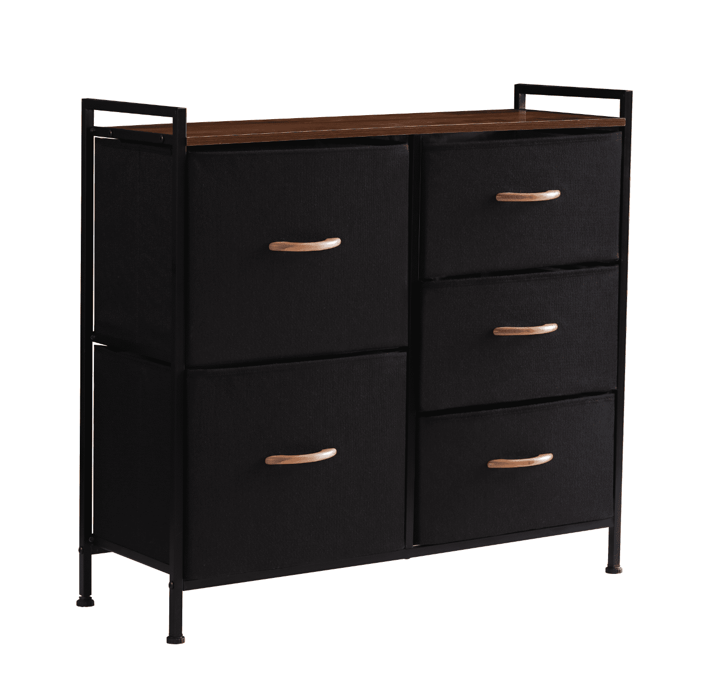 5 Drawers Fabric Storage Dresser with Steel Frame,Stylish Design, Black