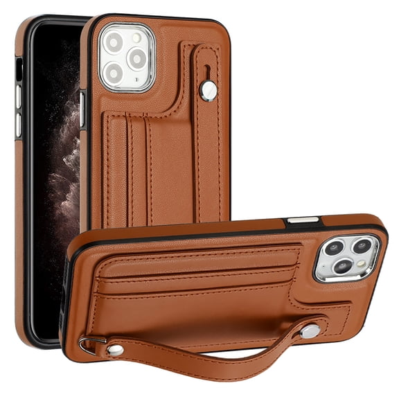 Nalacover Wallet Case for iPhone 11 Pro Max, Business PU Leather Unique Design Wristband Kickstand Credit Card Holder Slots Shockproof Scratch Resistant Phone Case for iPhone 11 Pro Max,Brown