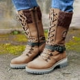 thumbnail image 2 of Xiaoxatg Women's Mid-Calf Boots Durable Outdoor Thermal Winter Warm Boots for Women 8.5 Brown, 2 of 5