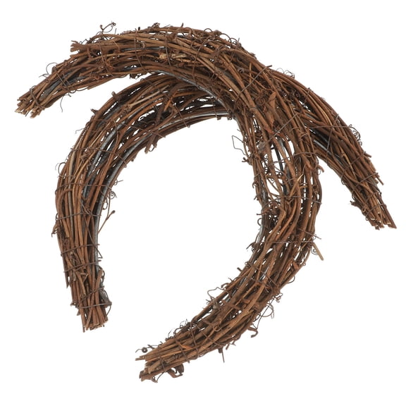 Minkissy 2pcs Rattan Wreath Set Moon Shape Circle Home Decoration Front Door Wall Hanging