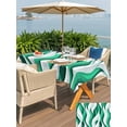 thumbnail image 5 of Outdoor Tablecloths with Umbrella Hole & Zipper, Green White Moire 60 x102 Inch Rectangle Tablecloths, Modern Abstract Art Waterproof Table Cloth, Patio/Pool/Picnic Table Covers, 5 of 8