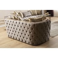 thumbnail image 4 of Modern Chesterfield Sofa Couch, 93" Velvet Cloud Couch and Luxury Loveseat for Living Room, 5 Seater Button Tufted Sofas with Pillows and Gold Armrests, Taupe, 4 of 7