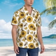 thumbnail image 2 of Lsque Sunflowers and Bees pattern Hawaiian Shirt for Men, Unisex Summer Beach Casual Short Sleeve Button Down Shirts-Medium, 2 of 9