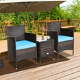 Patiojoy Outdoor Patio Rattan Conversation Set Garden Wicker Chairs 3 Pieces
