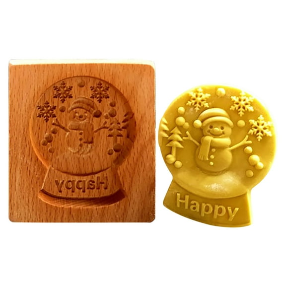 RnemiTe-amo Wooden Cookie Biscuit Mold, 3D Baking Mold, Embossing Craft Decorating Baking Tool, Suitable for Halloween Thanksgiving Christmas Kitchen DIY